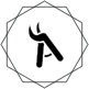Black Scissors Icon within a geometrical shape